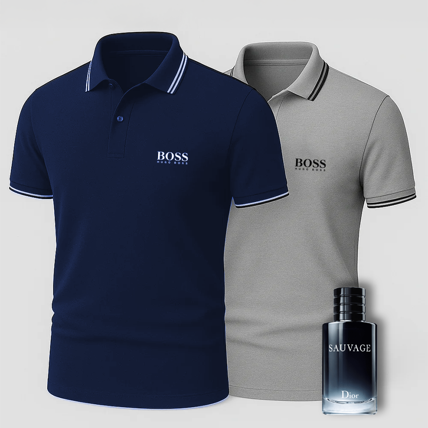 [BUY 1 GET 2] Premiere Polo Shirt Kit – 2 Premium Polos + Free Luxury Fragrance